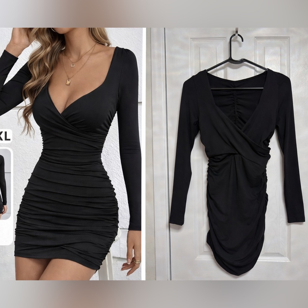 SHEIN Black Long Sleeve Mini Dress